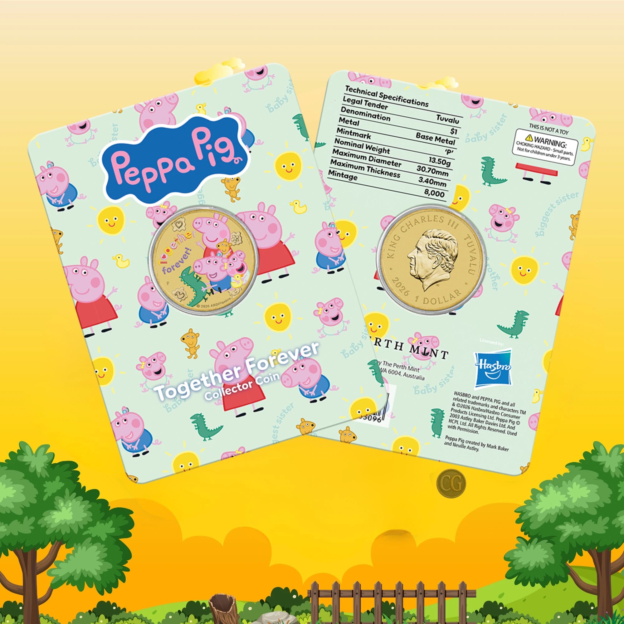 2026 Perth Mint Peppa Pig Together Forever Coloured Coin in Card
