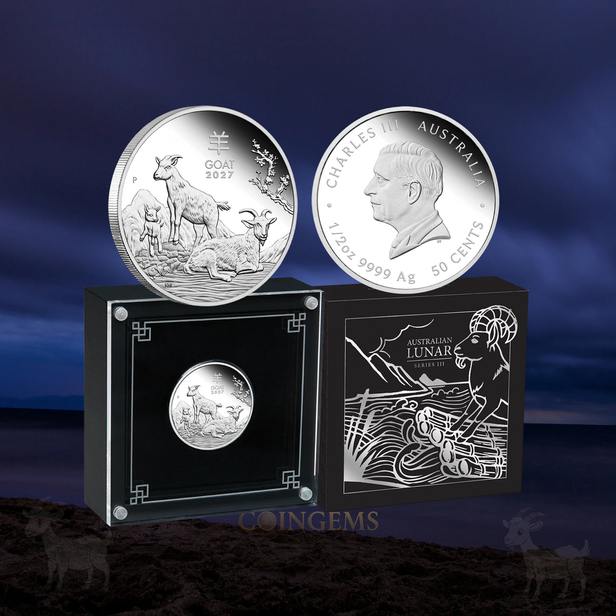 2027 Perth Mint Lunar Year of the Goat 1/2oz Silver Proof Coin