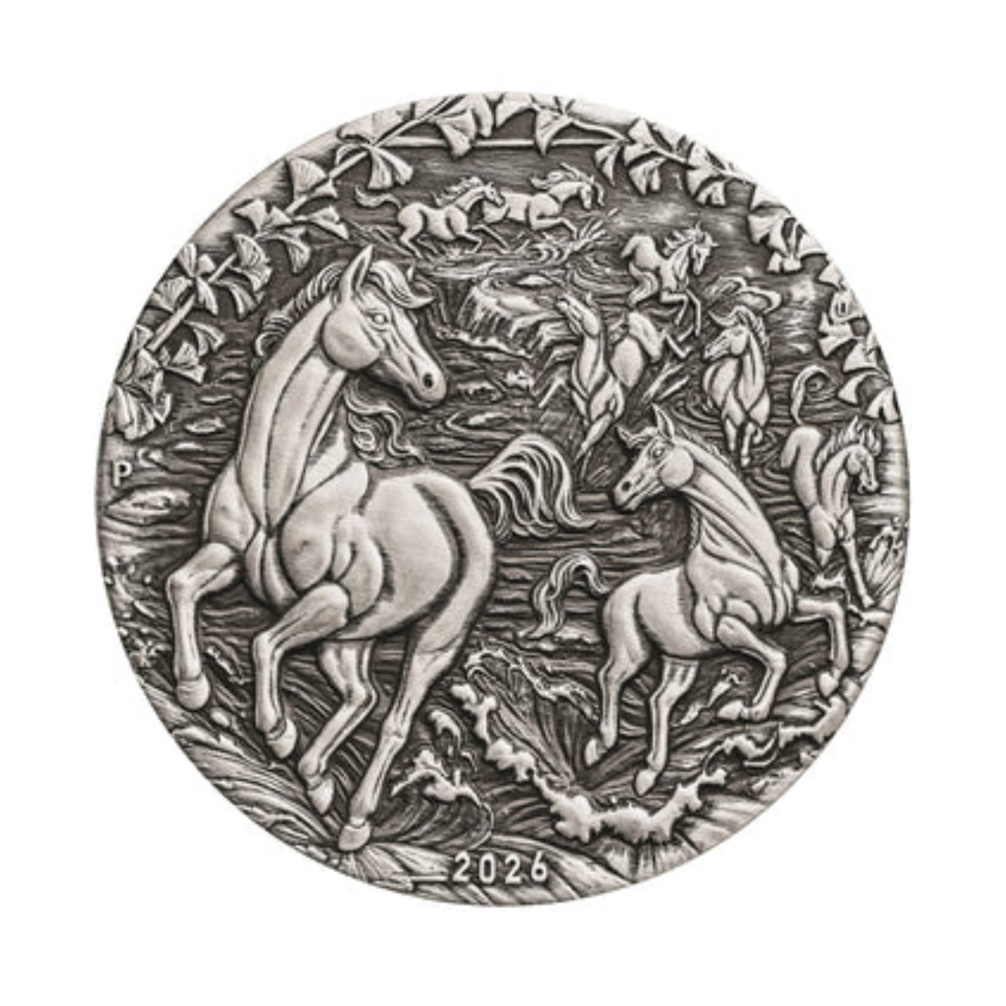 2026 Perth Mint Lunar Horse 2oz Silver Antiqued Coin. Pre-order