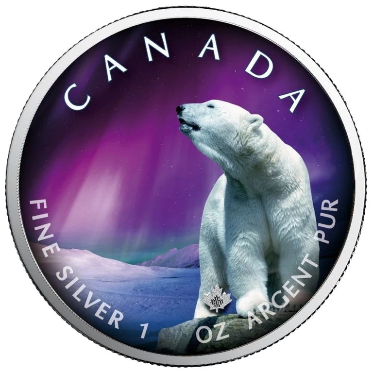 2020  Churchill Town – Polar Lights Series 1oz Silver Maple Leaf Coin