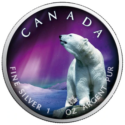 2020  Churchill Town – Polar Lights Series 1oz Silver Maple Leaf Coin