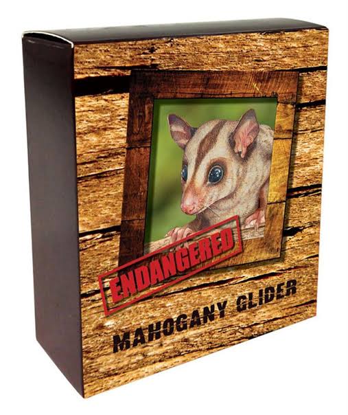 2015 Perth Mint Endangered Mahogany Glider 1oz Silver Coloured Proof Coin