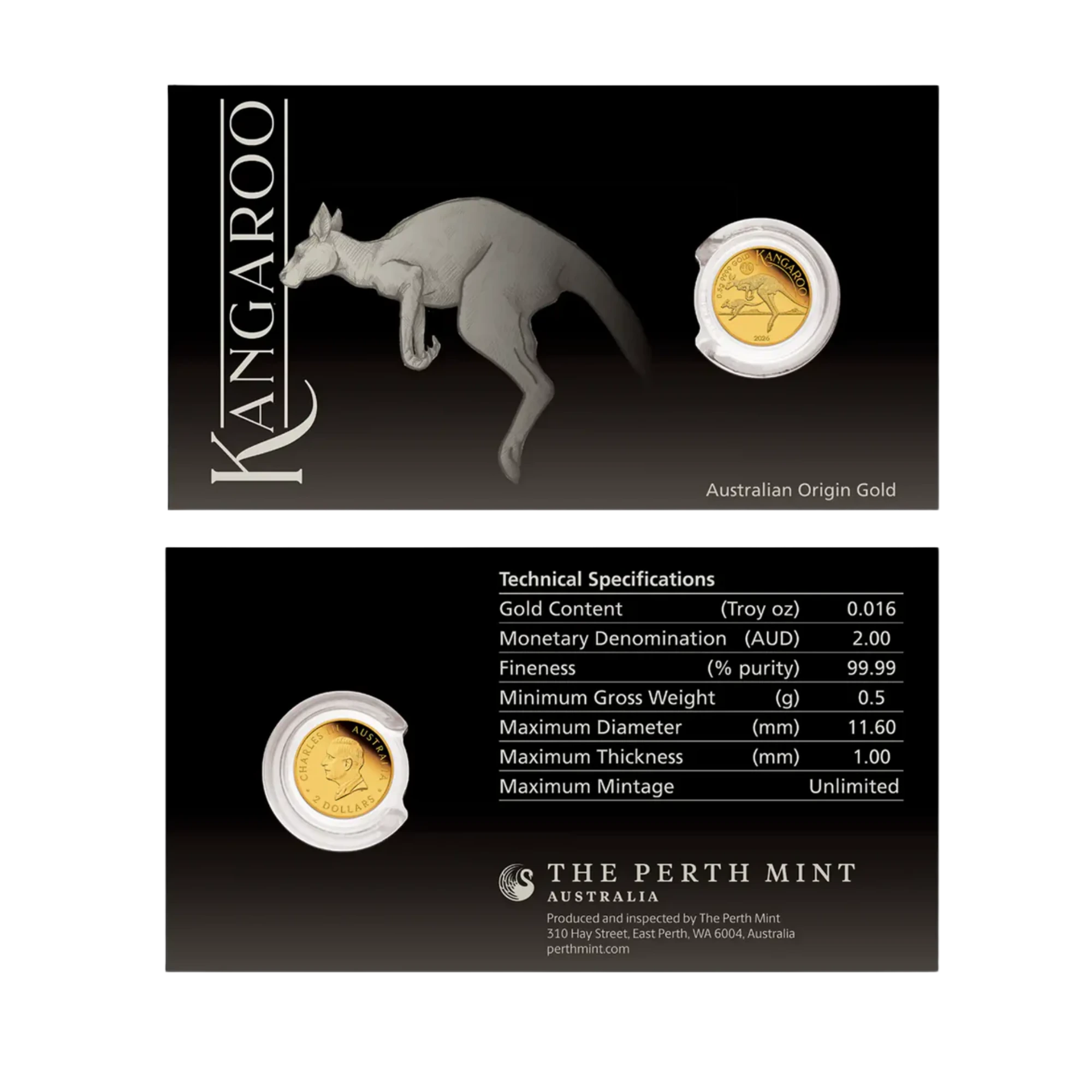 2026 Perth Mint Kangaroo Mini Roo 0.5g Gold Proof Coin