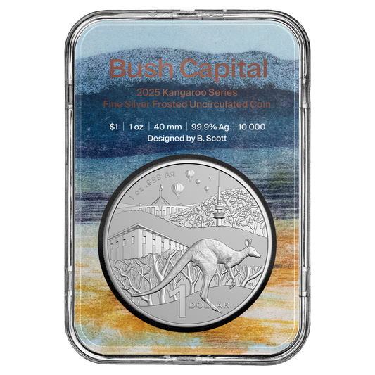 2025 RAM Kangaroo Series Bush Capital 1oz Silver Frosted Unc Coin