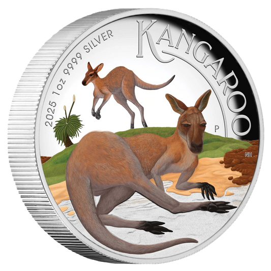 2025 Australian Kangaroo 1oz Silver Proof Coloured High Relief Coin