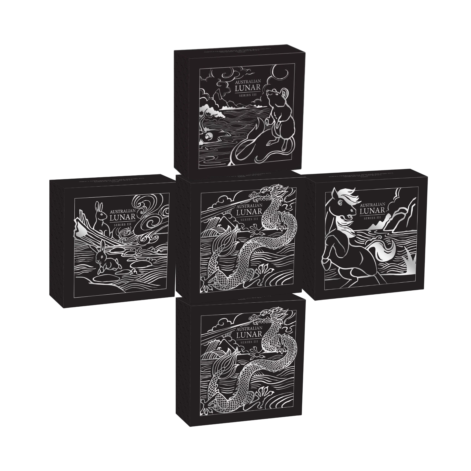 Lunar Series III 1oz Silver Coloured 5 Coin Collection
