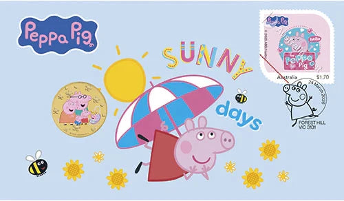 2026 Perth Mint Peppa Pig $1 Aluminium Bronze Coin and Stamp Cover PNC