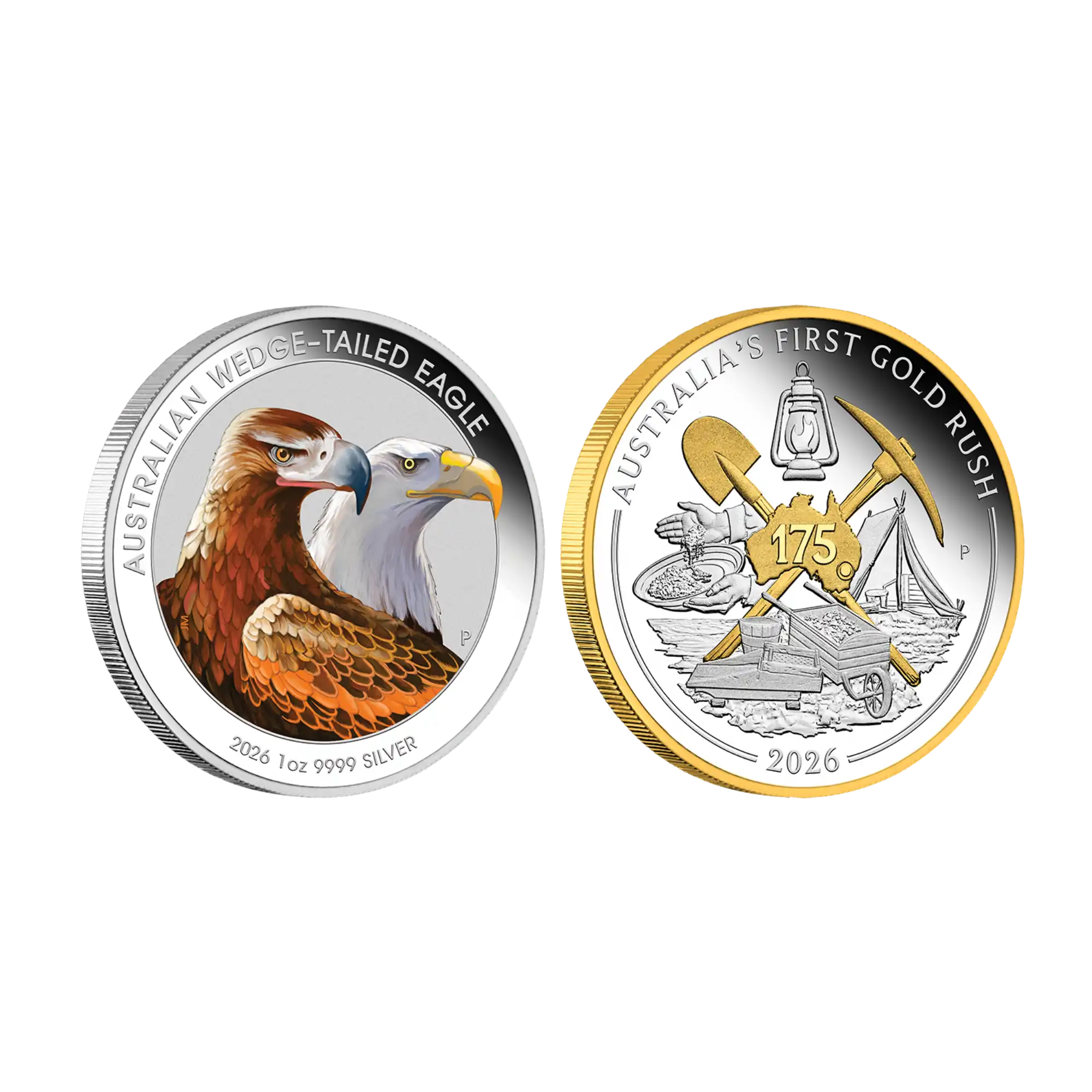 2026 Perth Mint Wedge-Tailed Eagle & Gold Rush 1oz Silver 2-Coin Collection