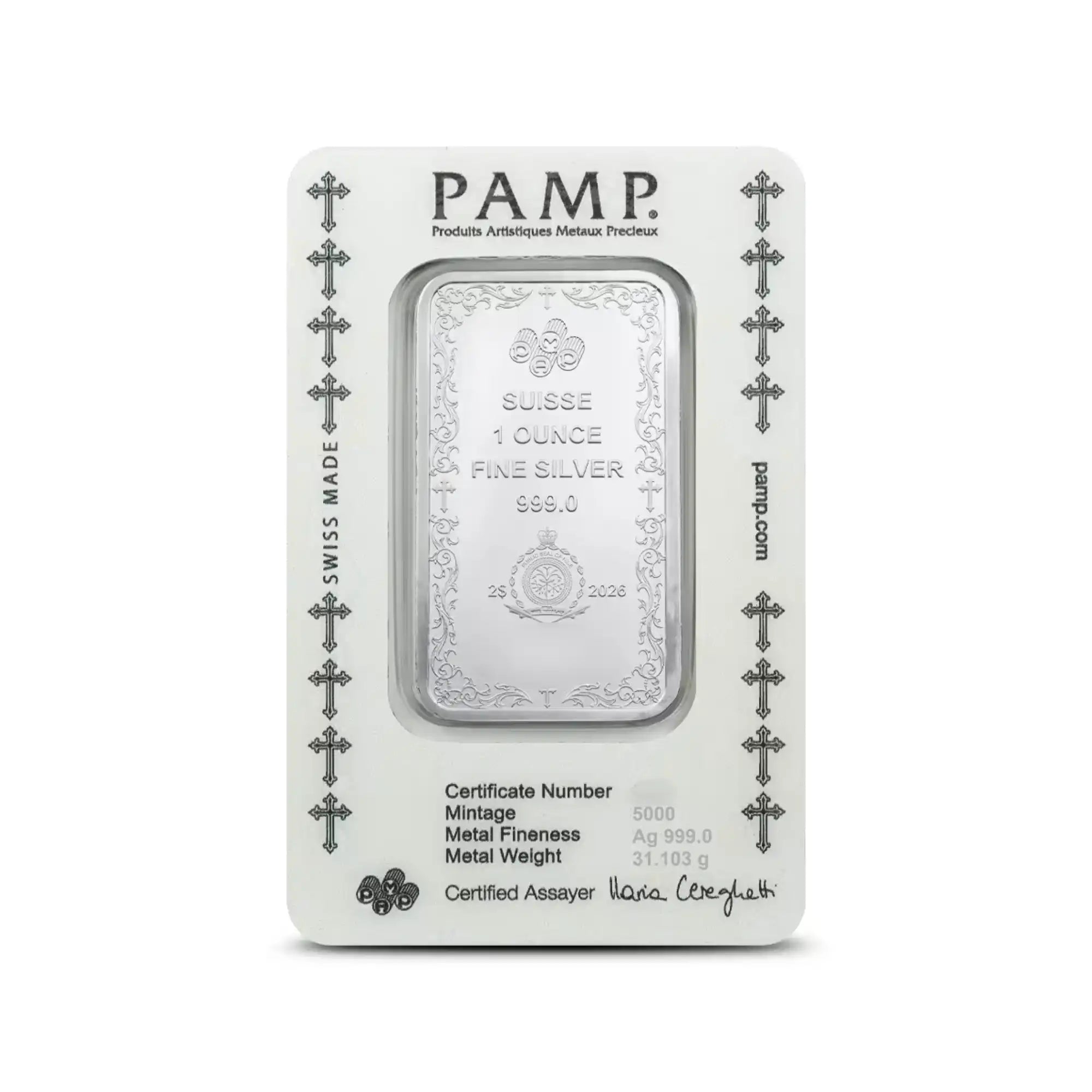 2026 PAMP Suisse Christian Cross 1oz Silver BU Coin