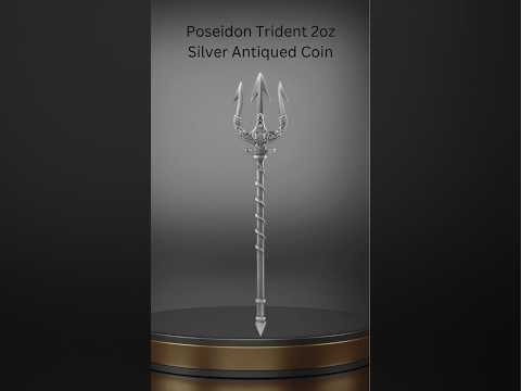 2025 Chad Poseidon Trident 2oz Silver Antiqued Coin