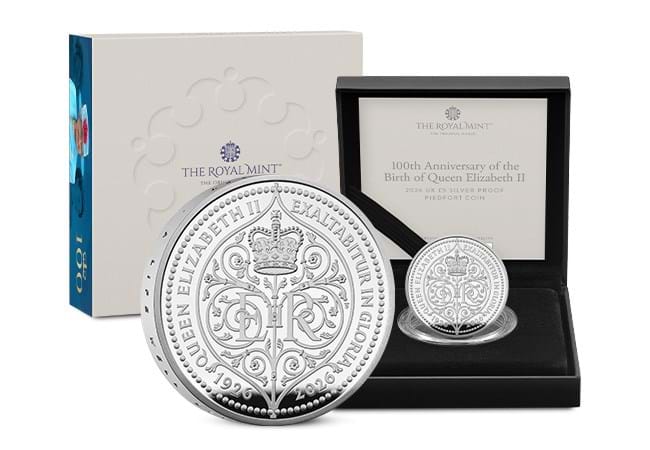 2026 Royal Mint QEII 100th Anniversary £5 Silver Proof Piedfort Coin