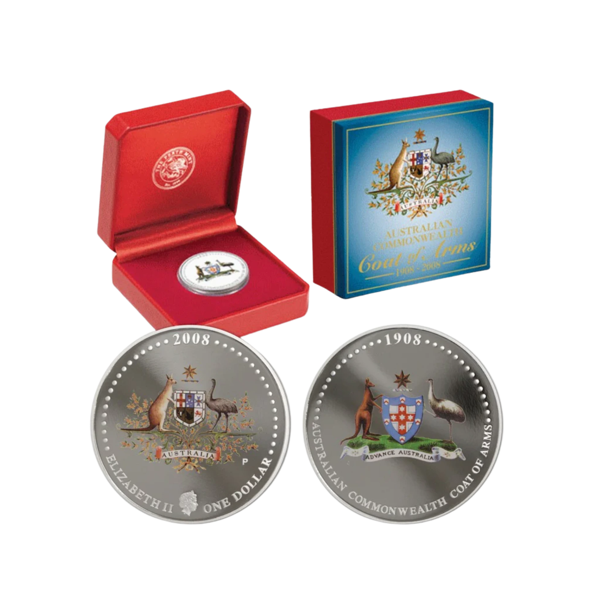 2008 Perth Mint Commonwealth Coat of Arms 1oz Silver Coloured Proof Coin