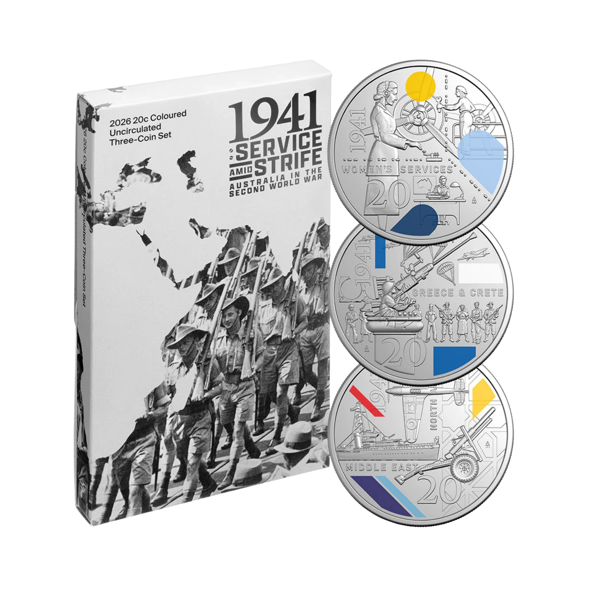 2026 RAM Service Amid Strife 20c UNC Coloured  3-Coin Set