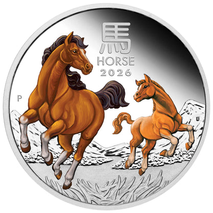 2026 Perth Min Lunar Horse 1oz Silver Proof Coloured Coin