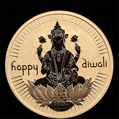 2024 Perth Mint Happy Diwali 1oz Silver Gilded Medallion