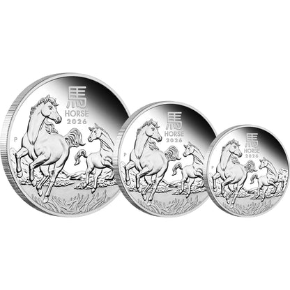 2026 Perth Mint Lunar Horse Silver Proof Three-Coin Set