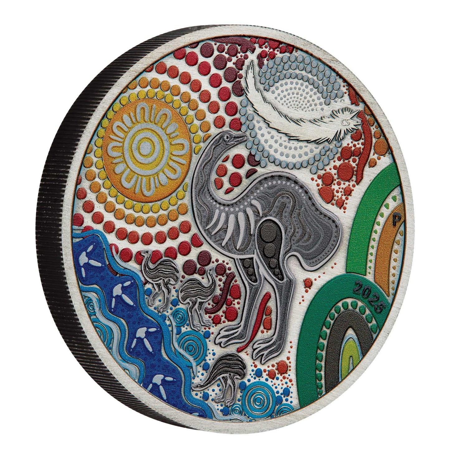 2025 Perth Mint Emu Utingat 2oz Silver Antiqued Coloured Coin