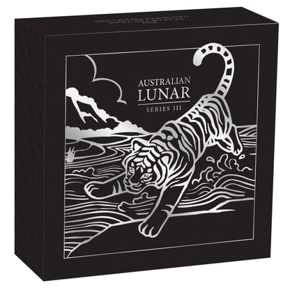 2022 Perth Mint Lunar Series III Year of the Tiger 1/2 oz Silver Coloured Proof Coin