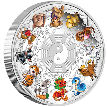 2025 Perth Mint Twelve Baby Lunar Animals 5oz Silver Proof Coloured Coin - Cert 20