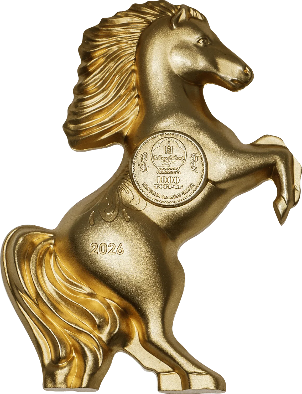 2026 Mongolia Lunar Year  Wild Horse 1oz Gilded Silver Proof Coin - 888 mintage only