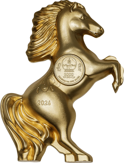2026 Mongolia Lunar Year  Wild Horse 1oz Gilded Silver Proof Coin - 888 mintage only