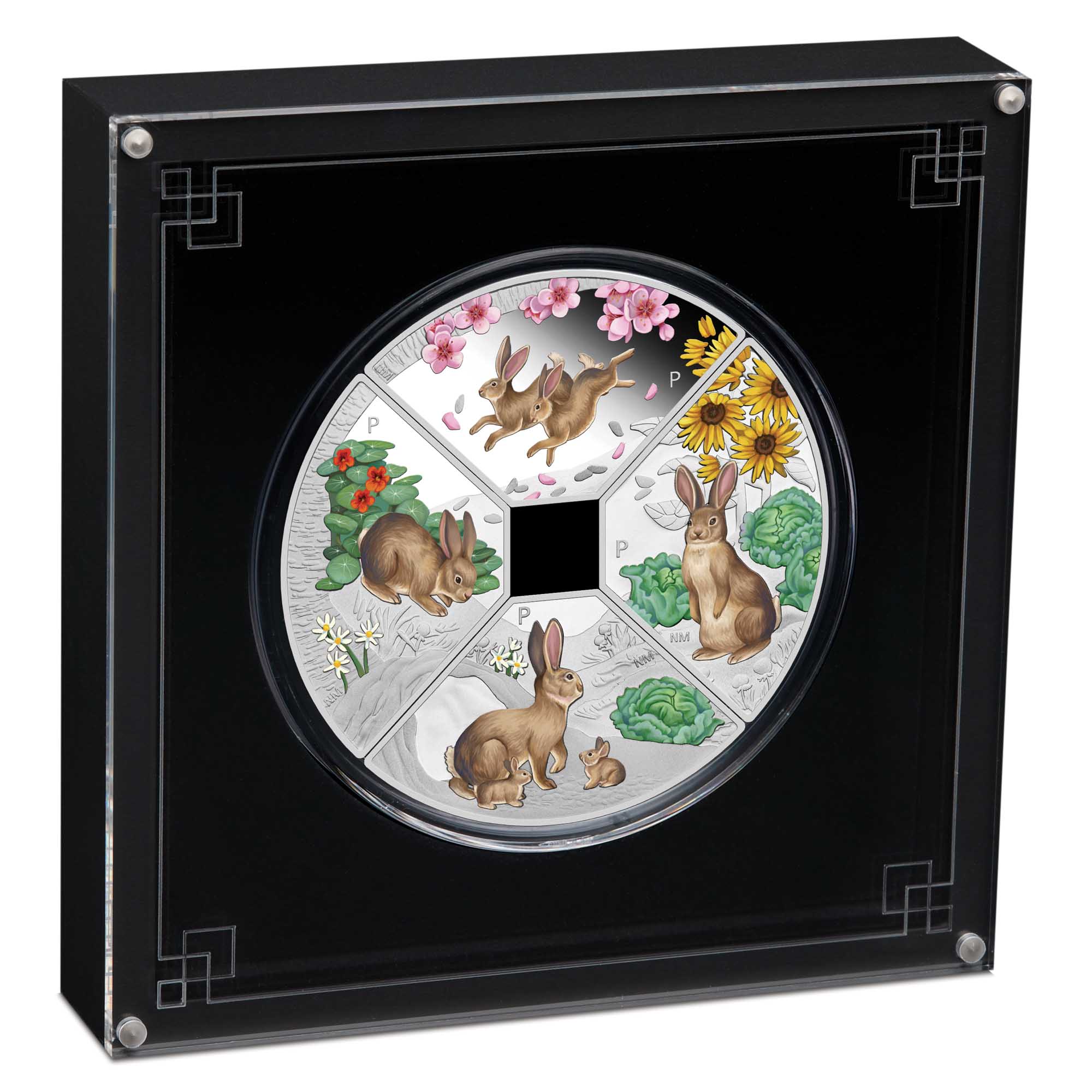 2023 Perth Mint Lunar Rabbit Quadrant 1oz Silver Proof Coloured 4 Coin Set