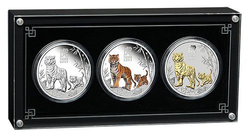 2022 Perth Mint Lunar Tiger 1oz Silver Trio Coin Set