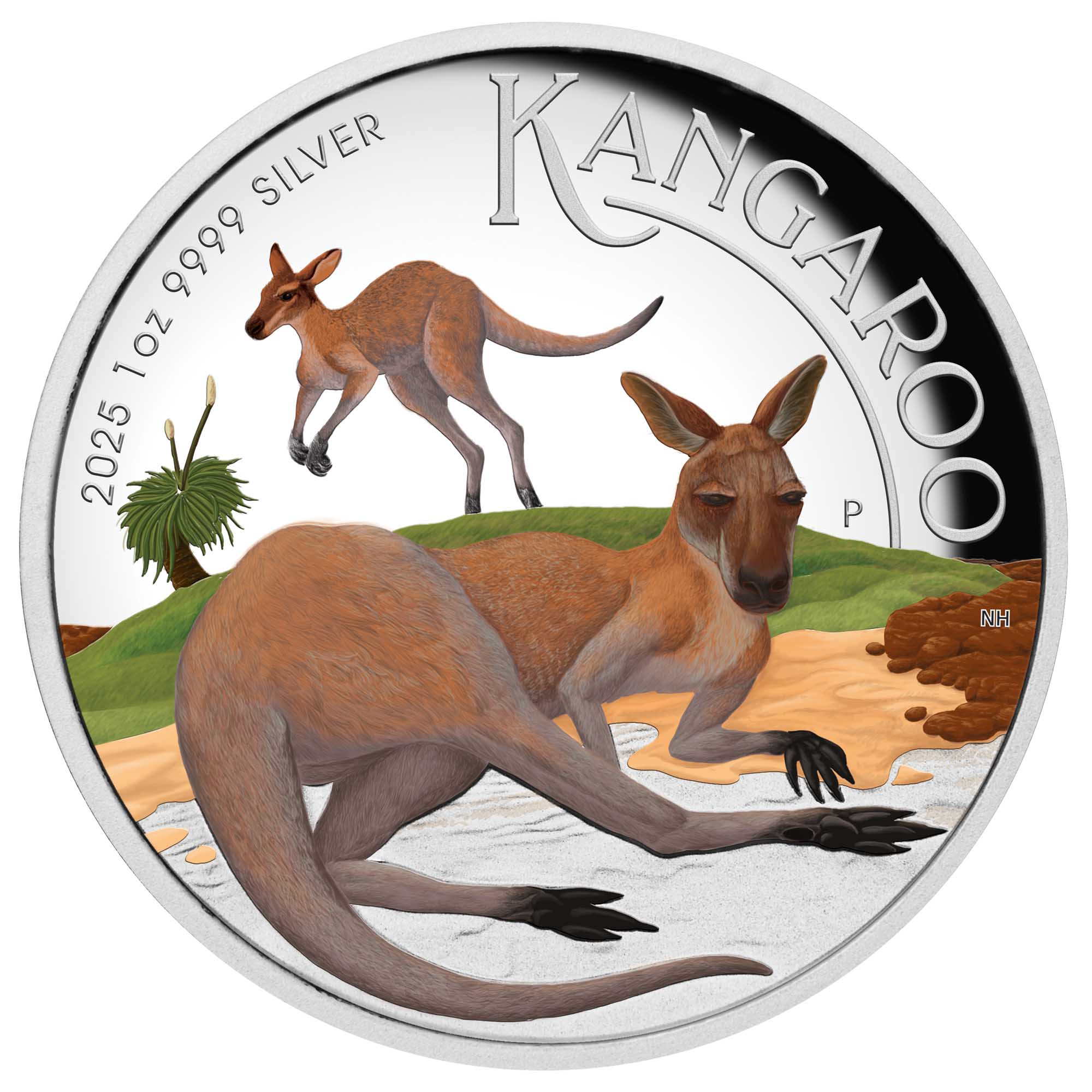 2025 Perth Mint Kangaroo 1oz Silver Proof Coloured High Relief Coin