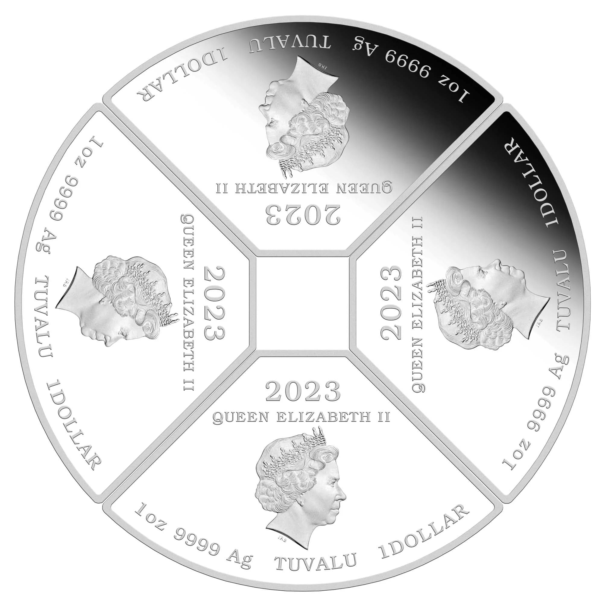 2023 Perth Mint Lunar Rabbit Quadrant 1oz Silver Proof Coloured 4 Coin Set