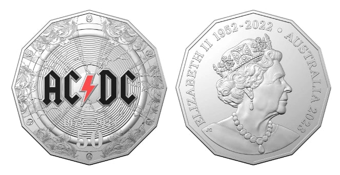 2023 RAM AC/DC 50th Anniversary 50c Coloured Uncirculated Coin