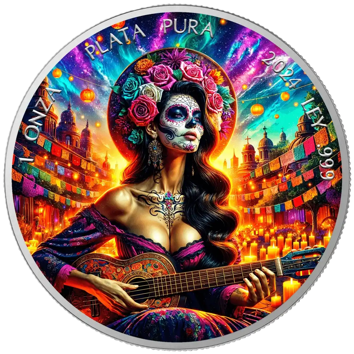 2024 Mexico Libertad SUNRISE Día de los Muertos 1oz Silver Coin