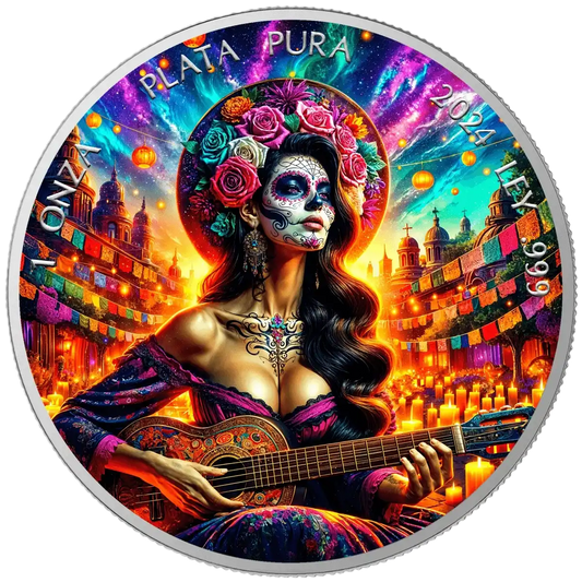 2024 Mexico Libertad SUNRISE Día de los Muertos 1oz Silver Coin