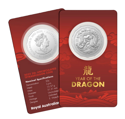 2024 RAM Lunar Dragon 50c Tetradecagon Uncirculated Coin