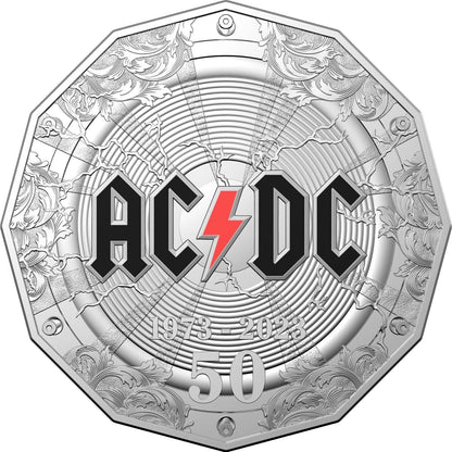 2023 RAM AC/DC 50th Anniversary 50c Coloured Uncirculated Coin