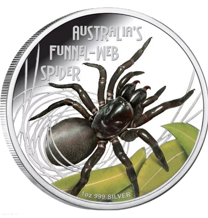 2012 Tuvalu Deadly & Dangerous Funnel Web Spider 1oz Silver Proof Coin
