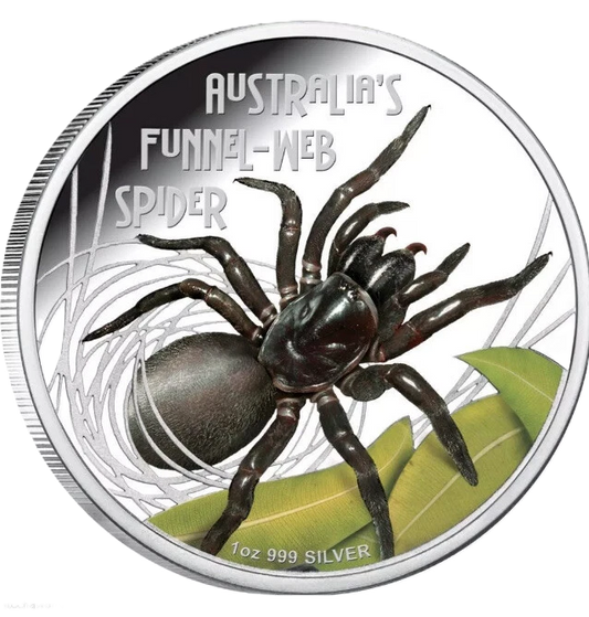 2012 Tuvalu Deadly & Dangerous Funnel Web Spider 1oz Silver Proof Coin