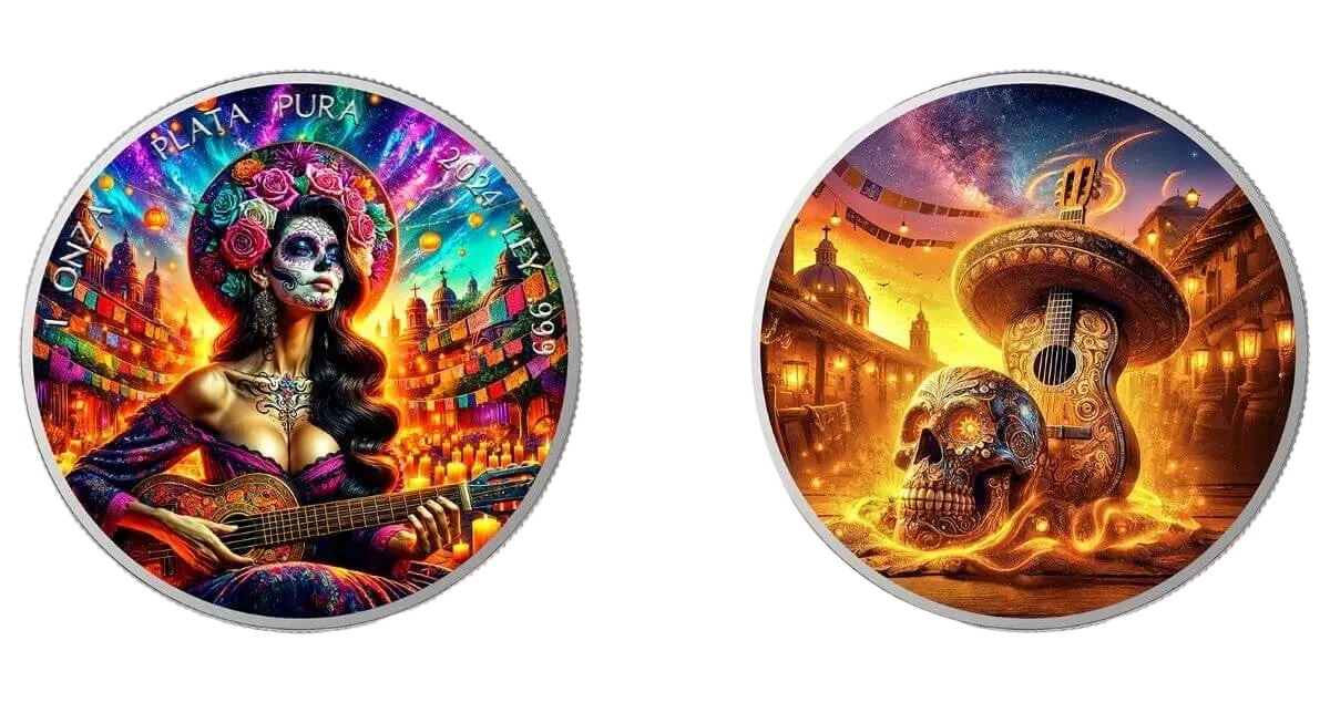 2024 Mexico Libertad SUNRISE Día de los Muertos 1oz Silver Coin