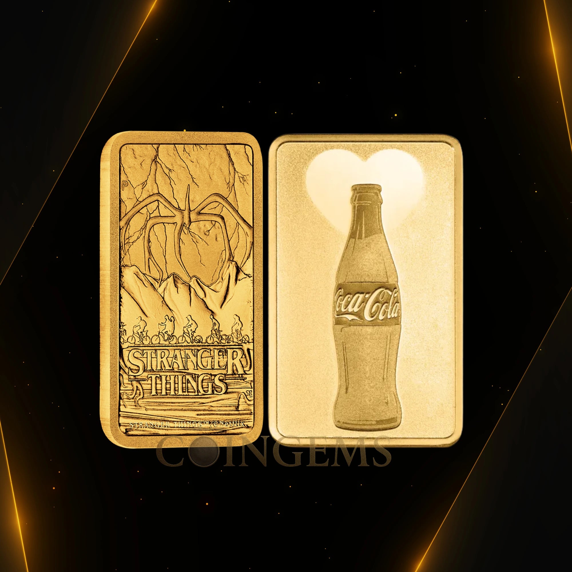 2026 Stranger Things & Coca Cola Valentine’s Love 1g Gold 2 Bar Collection