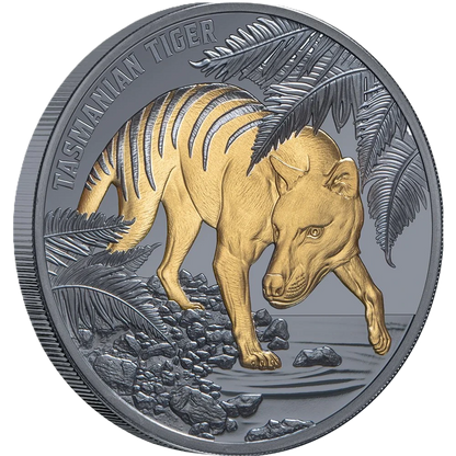 2026 Niue Tasmanian Tiger Gold-Plated 1oz Silver Black Proof Coin