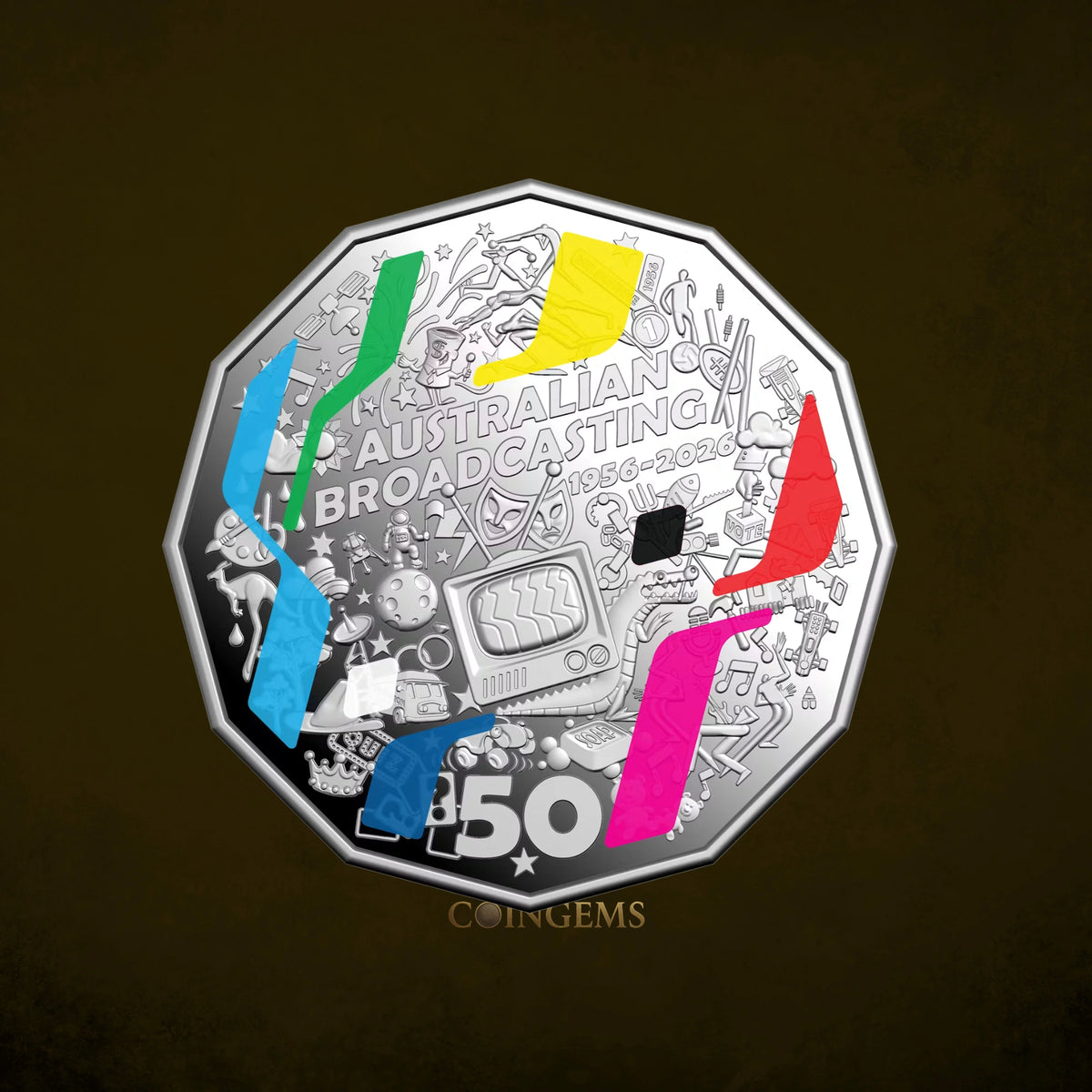 2026 RAM 70th Anniversary TV Broadcast 50c Silver Coloured Coin