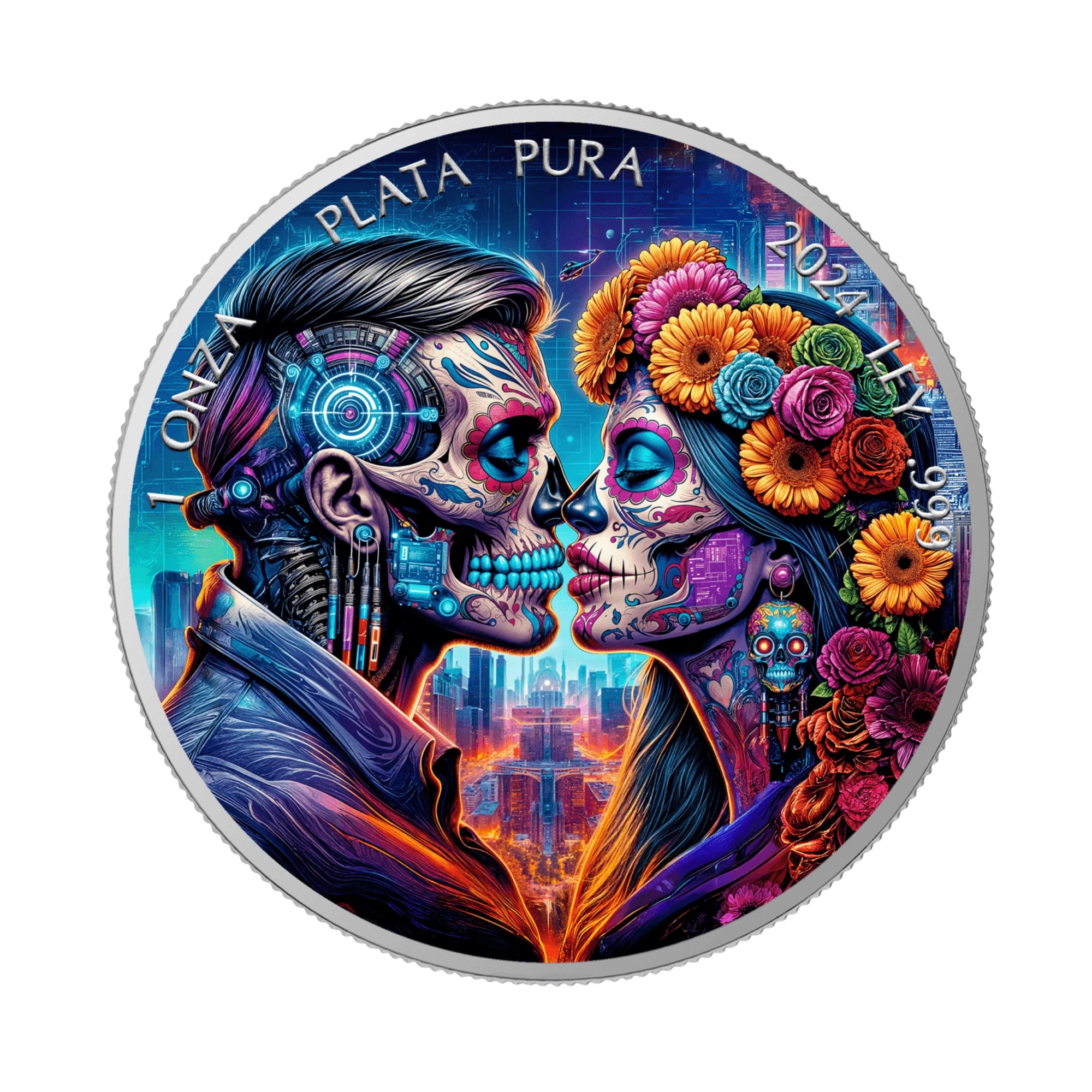 2024 Mexico Día De Los Muertos Cyberpunk 1oz Silver Coloured Coin