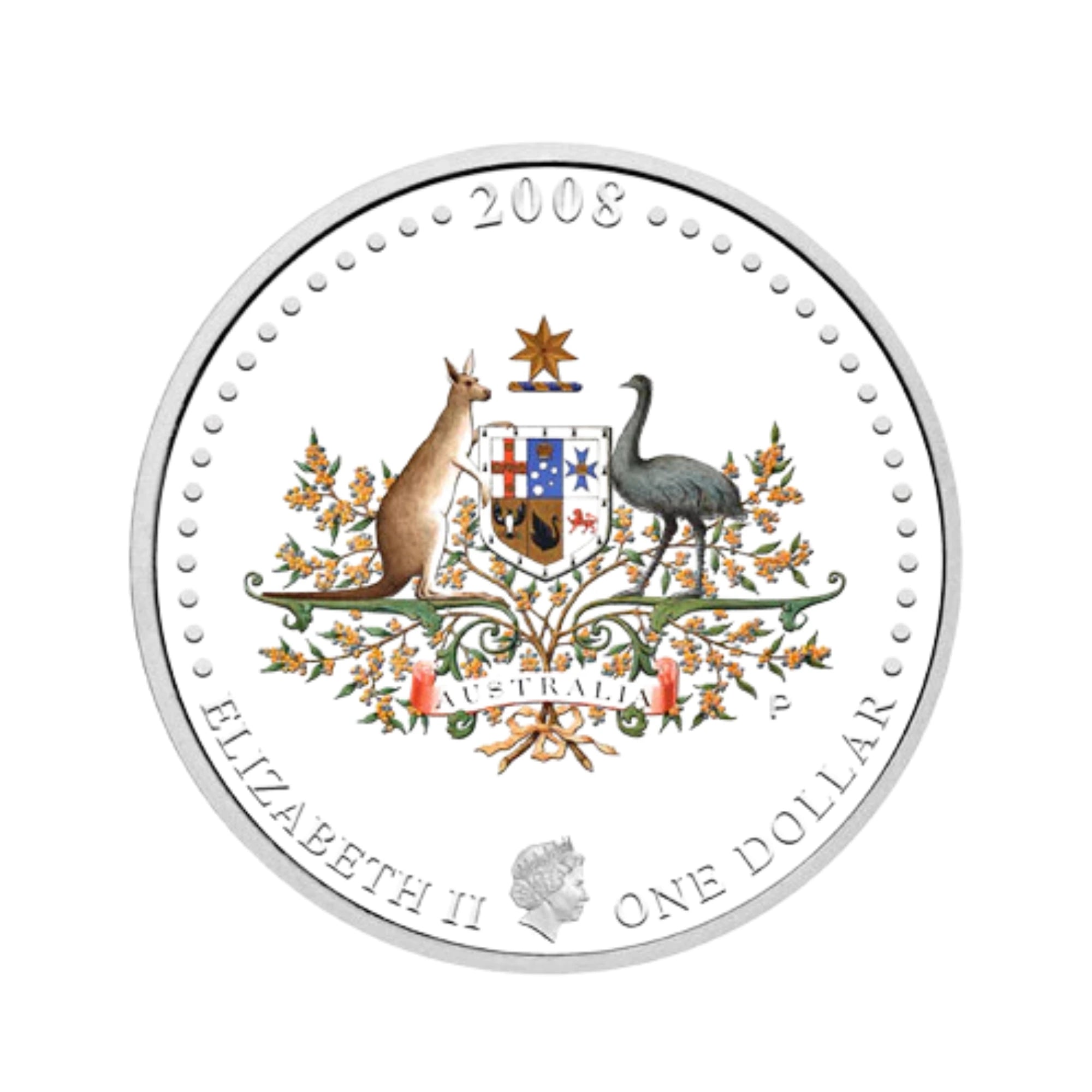 2008 Perth Mint Commonwealth Coat of Arms 1oz Silver Coloured Proof Coin