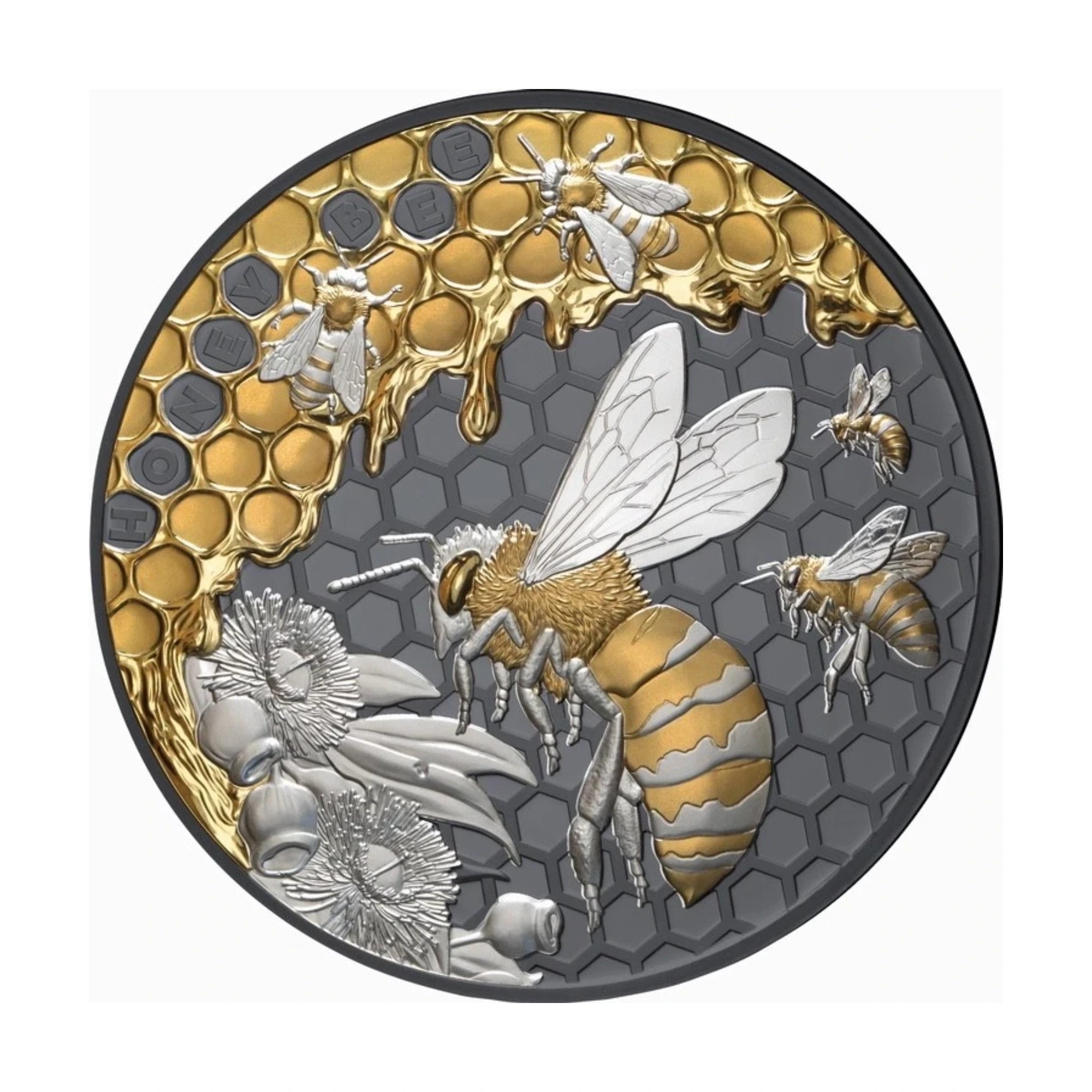 2026 Niue Honey Bee 5oz Silver Black Proof Gilded Coin