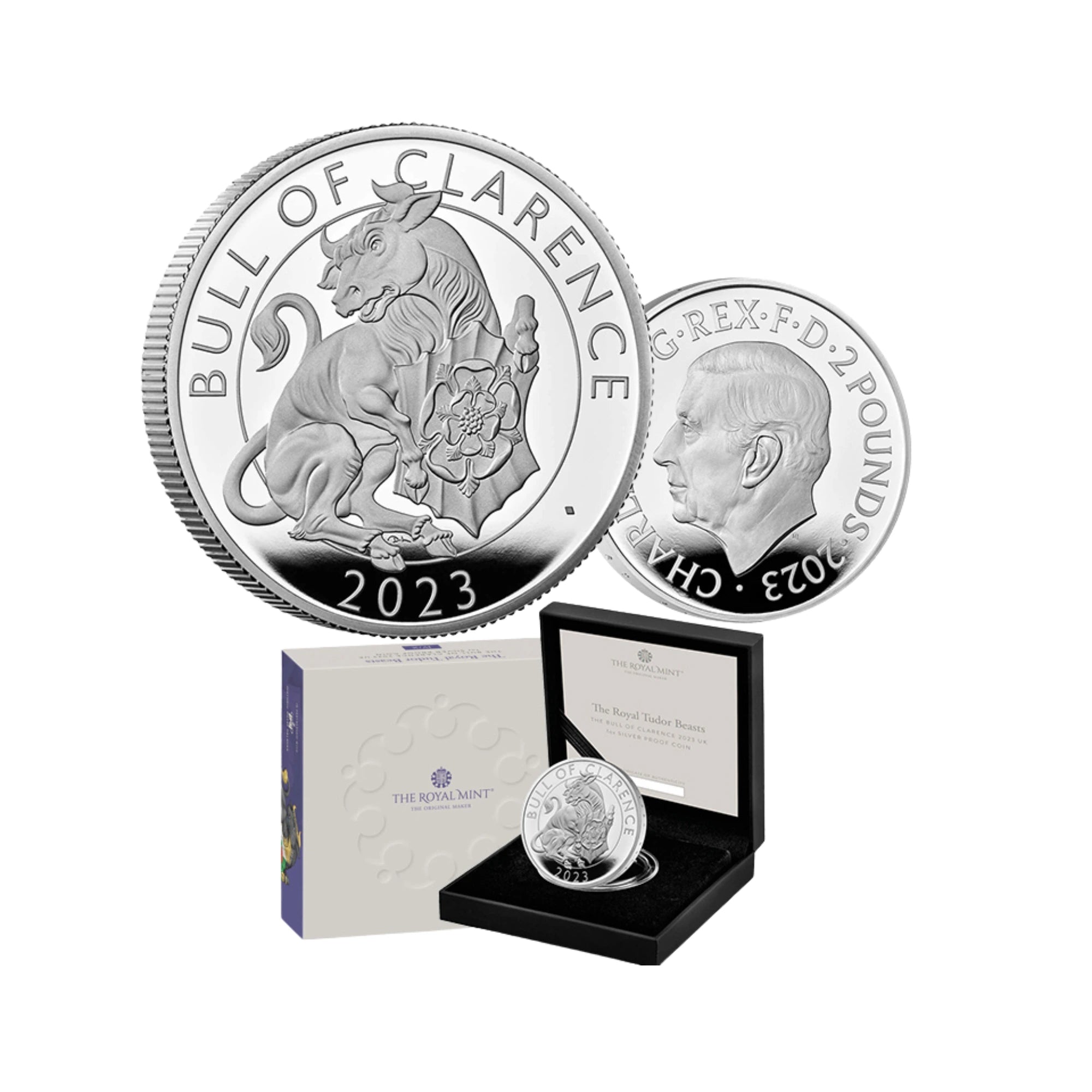 2023 Royal Mint Tudor Beasts Bull of Clarence 1oz Silver Proof Coin
